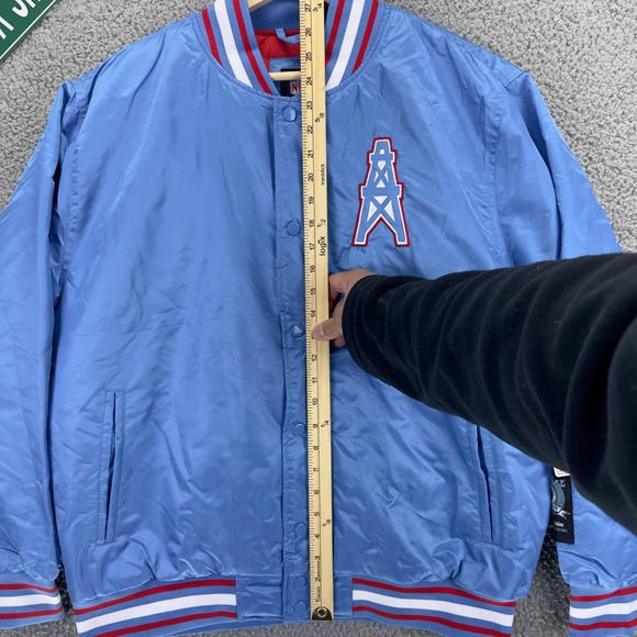 NFL Jackets Mens Medium Tennessee Huston Oilers Football Varsity Letterman Snap - Picture 4 of 11